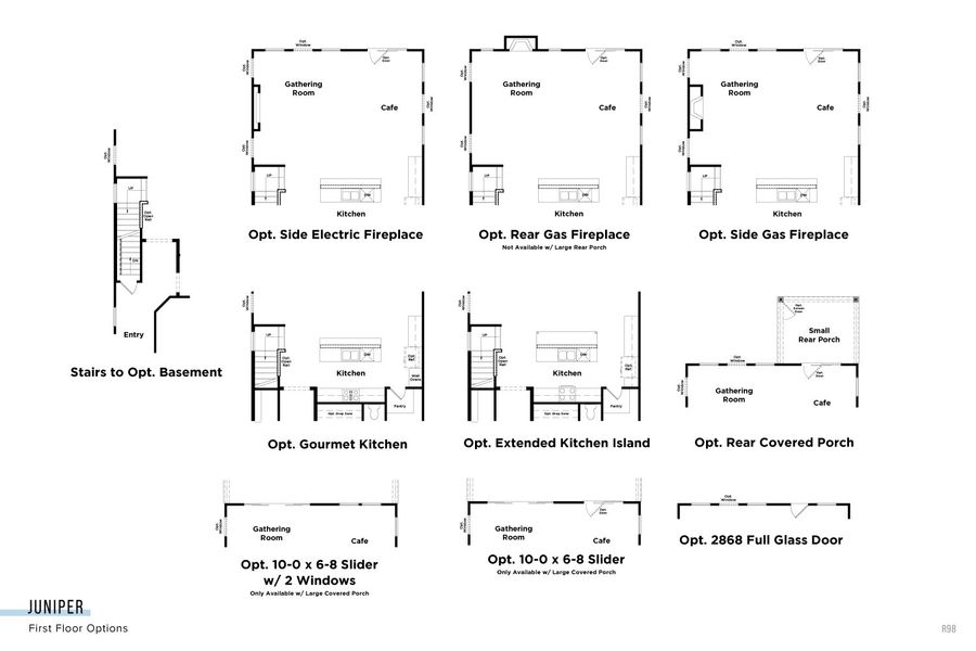 2D floor plan layout for the Juniper by DRB Homes in Essex Village, Franklinton, NC (Image 4).