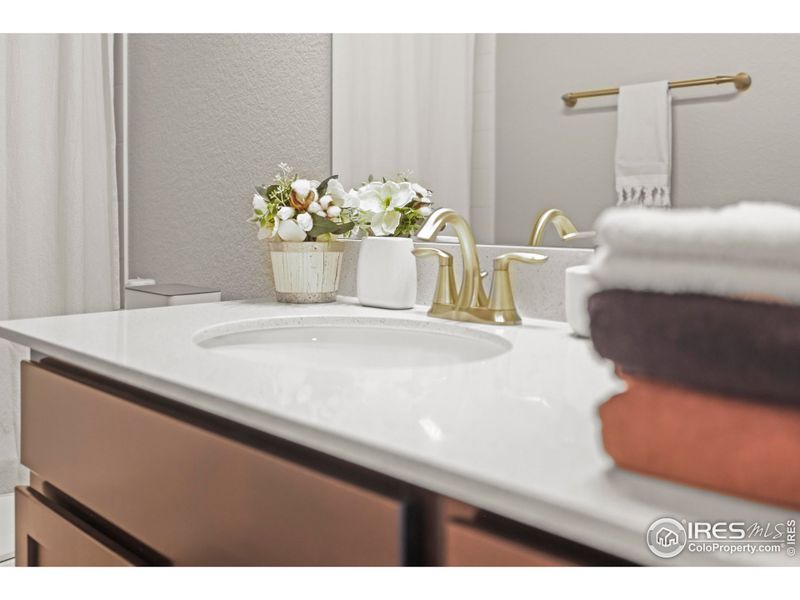 Hall bath has tons of counter space and storage. Hall bath has tons of counter space and storage.