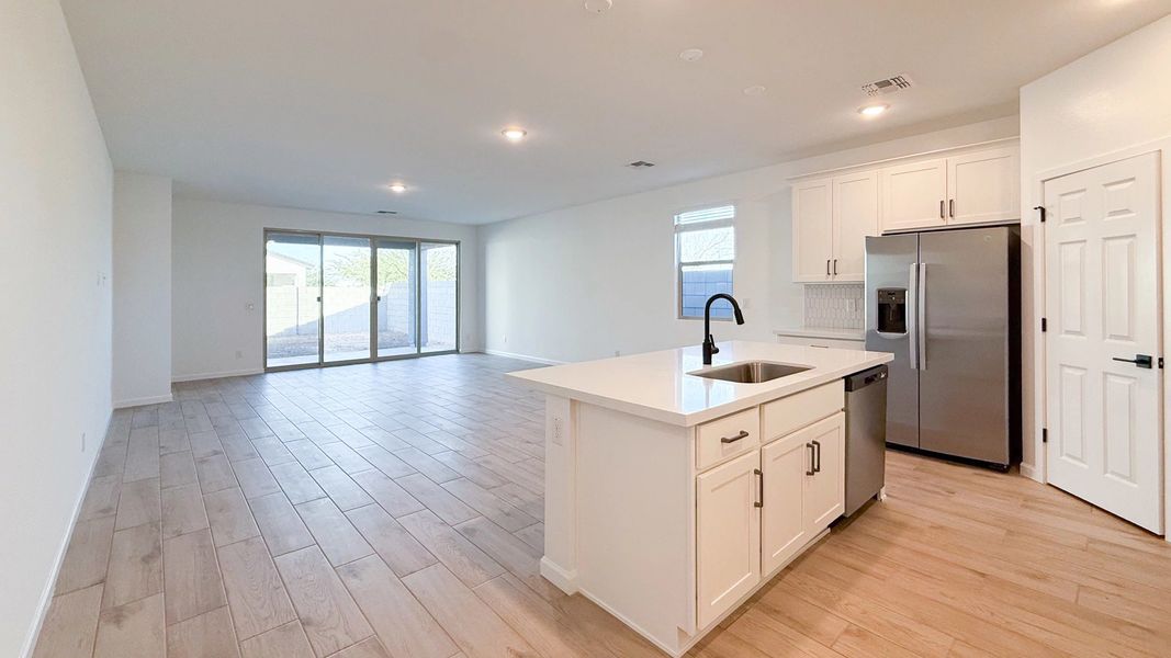 Kitchen, dining and great room Kitchen, dining and great room