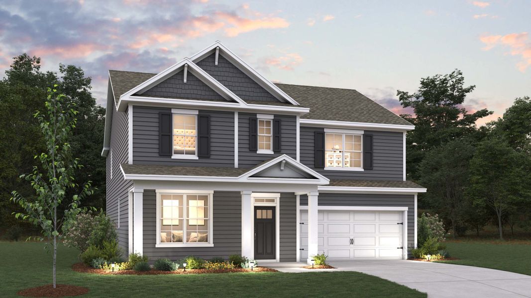 Front exterior of a new home in Westport, York, SC, highlighting curb appeal (Image 1). Front exterior of a new home in Westport, York, SC, highlighting curb appeal (Image 1).