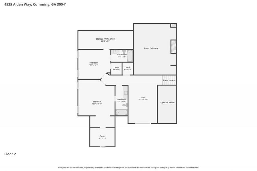 2D floor plan layout of this home in Arden on Lanier, Cumming, GA (Image 5).