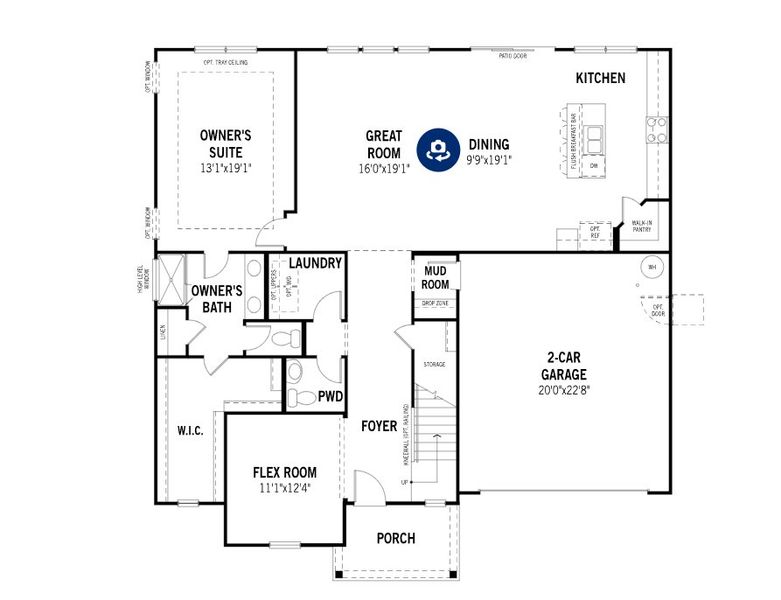 2D floor plan layout for the Eldorado by Mattamy Homes in Fox Field Farms, Broadway, NC (Image 6).