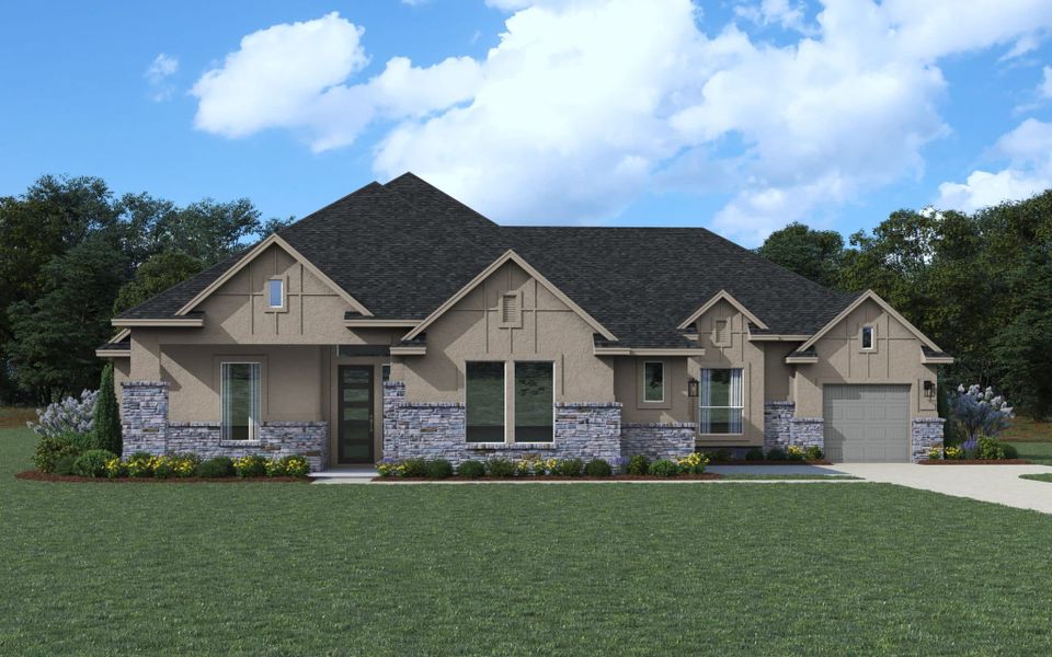 Front exterior of a home in the Caliza Reserve community, located in Boerne, TX (Image 15).