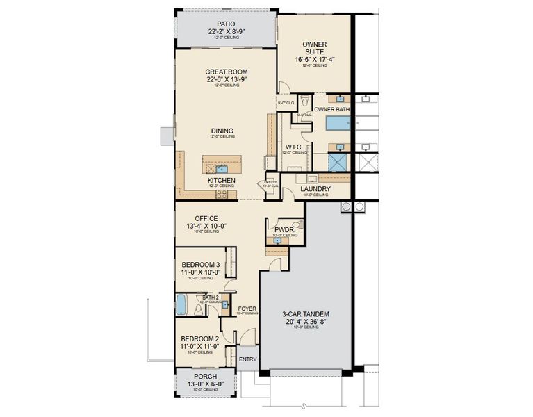 2D floor plan layout for the Residence Two by Capital West Homes in Atrium at Somerset, Gilbert, AZ (Image 3). 2D floor plan layout for the Residence Two by Capital West Homes in Atrium at Somerset, Gilbert, AZ (Image 3).