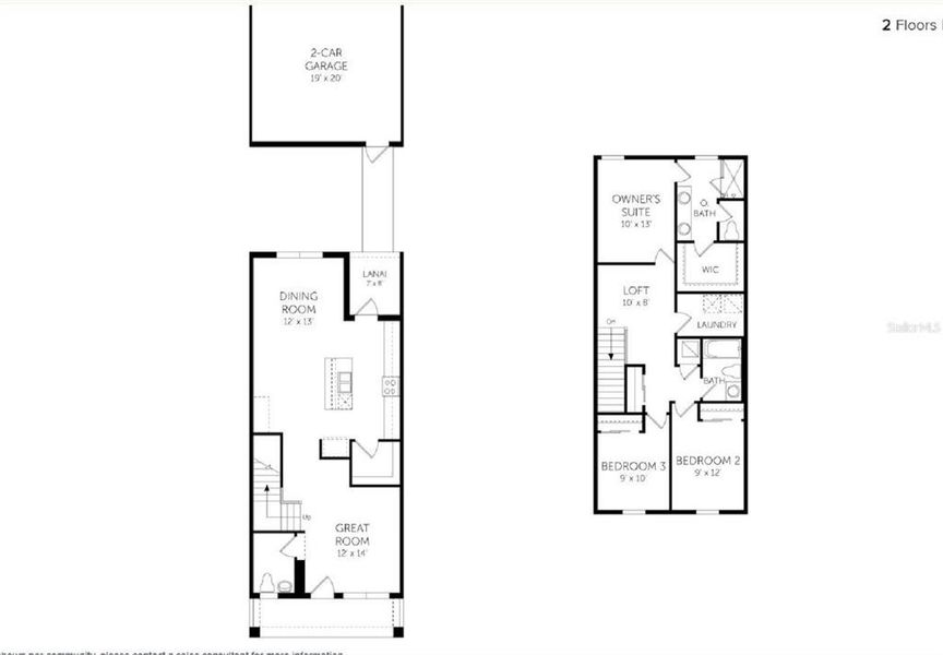 2D floor plan layout of this home in Serenade at Ovation, Winter Garden, FL (Image 4).