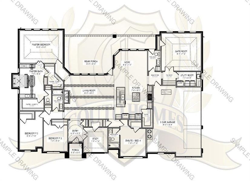 2D floor plan layout of this home in Rolling Creek Ranch, Granbury, TX (Image 5). 2D floor plan layout of this home in Rolling Creek Ranch, Granbury, TX (Image 5).