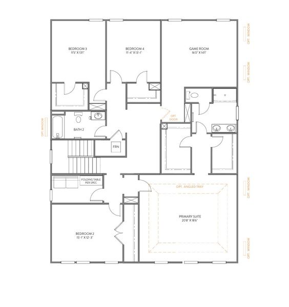 2D floor plan layout for the Calgary by True Homes in Westbrook Falls, Colfax, NC (Image 8).