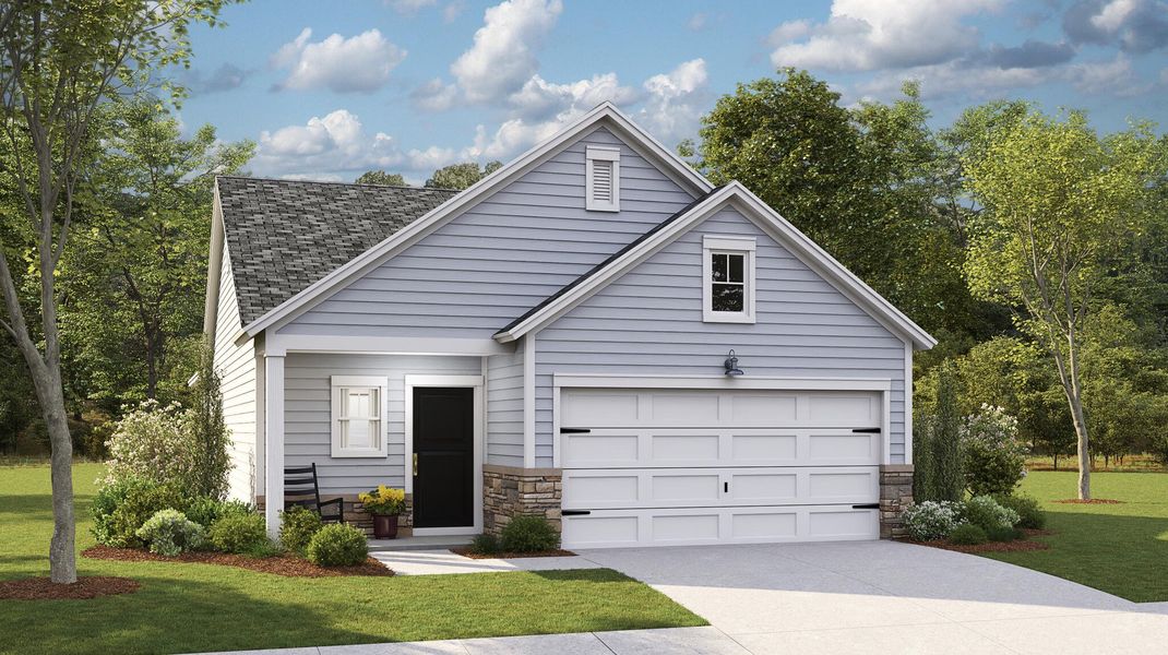 Front exterior of a new home in Horizons at Summers Corner | 55+, Summerville, SC, highlighting curb appeal (Image 1). Front exterior of a new home in Horizons at Summers Corner | 55+, Summerville, SC, highlighting curb appeal (Image 1).