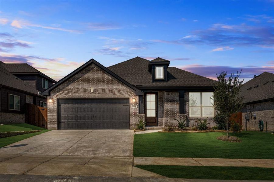 Front exterior of a new home in Country Lakes Classic 50, Denton, TX, highlighting curb appeal (Image 24).