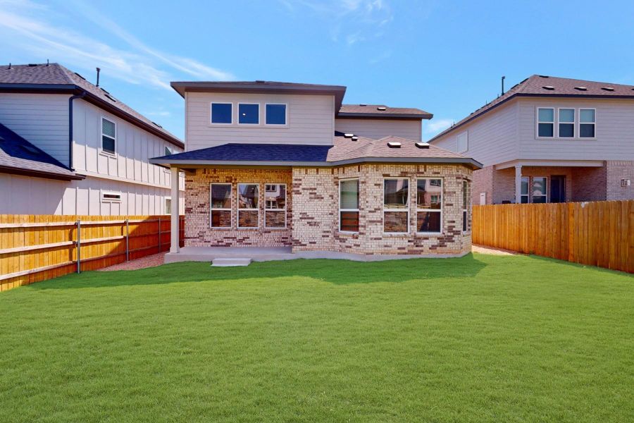 Exterior details and patio area of a home in Cascades at Onion Creek, Austin (Image 4).