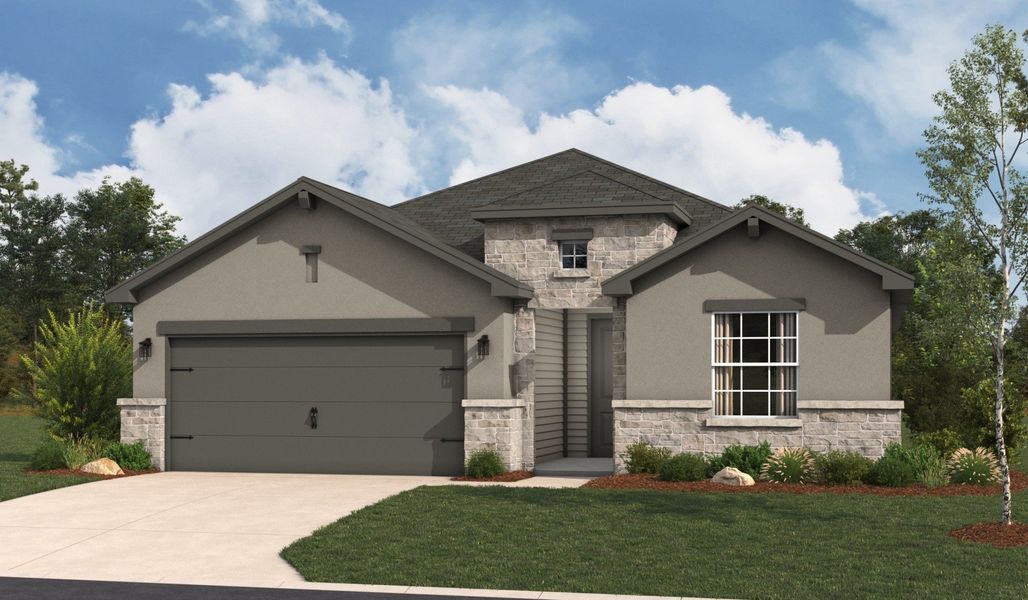 Representative exterior photo of a completed home built from the Valencia by Hakes Brothers in La Cima, San Marcos, TX (Image 27).