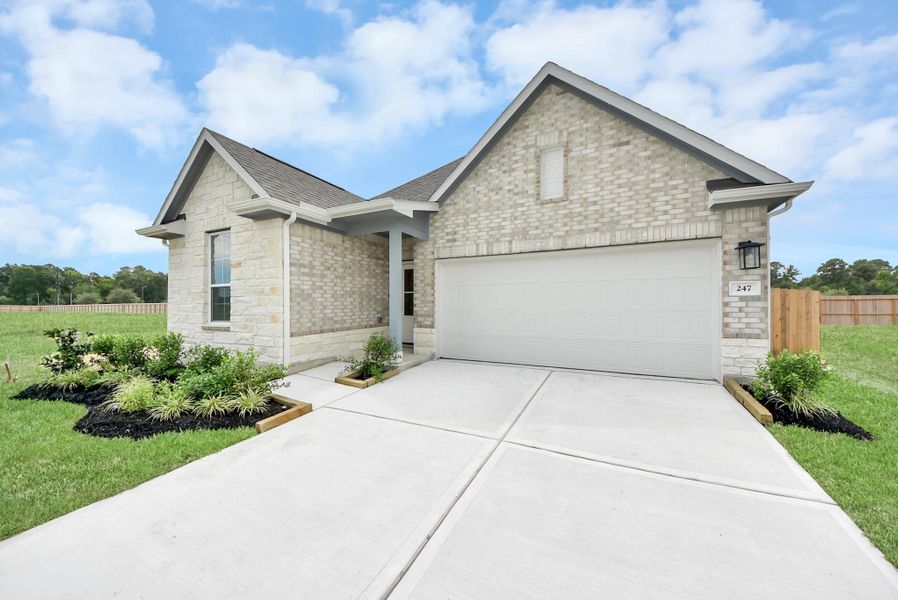 Front exterior of a new home in Enclave at Newport, Crosby, TX, highlighting curb appeal (Image 26).