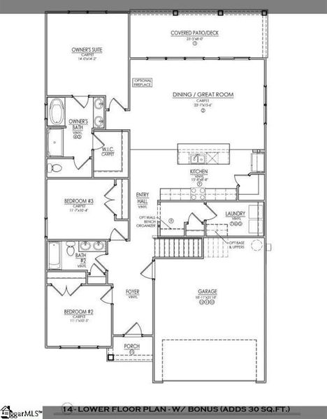 2D floor plan layout of this home in Springwood Grove, Central, SC (Image 2).