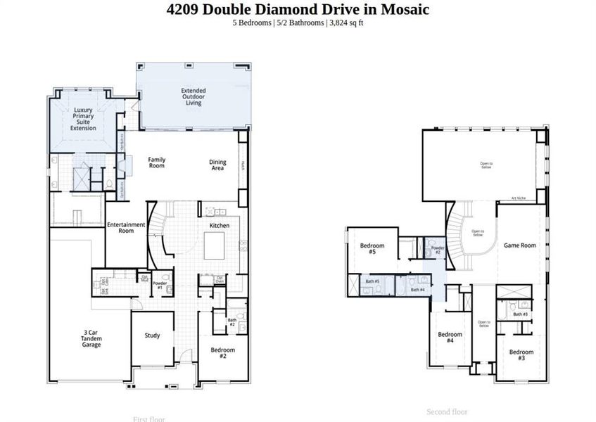 2D floor plan layout of this home in Mosaic, Celina, TX (Image 4).