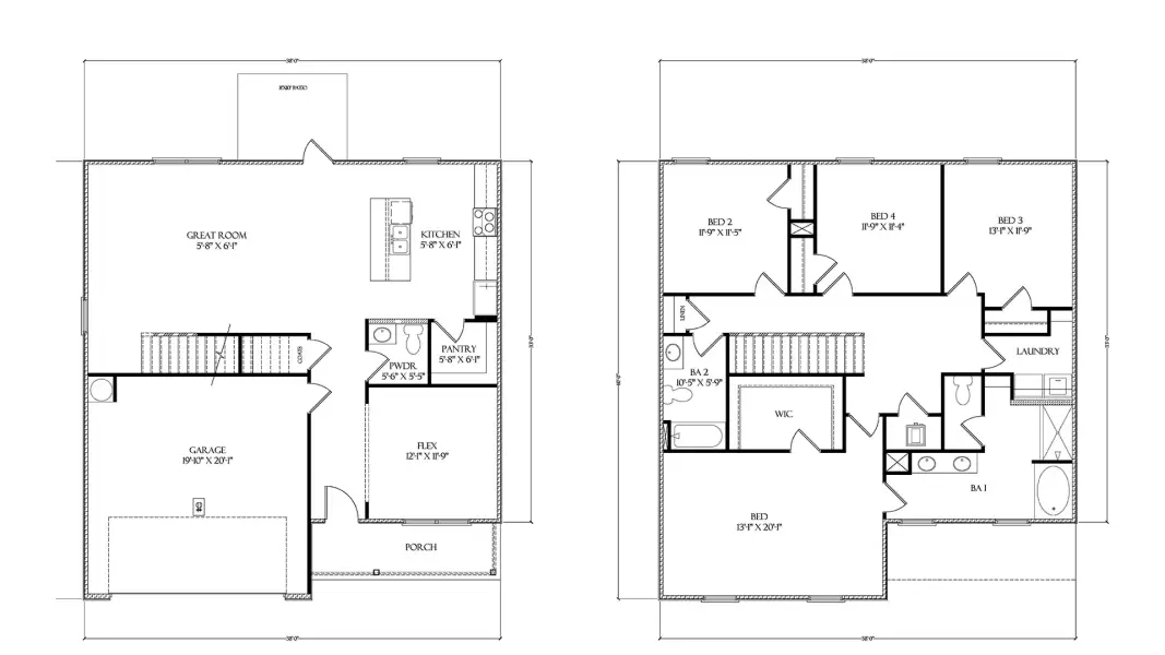 2D floor plan layout for the Ryleigh by D.R. Horton in Magnolia Lane, Santa Rosa Beach, FL (Image 2). 2D floor plan layout for the Ryleigh by D.R. Horton in Magnolia Lane, Santa Rosa Beach, FL (Image 2).