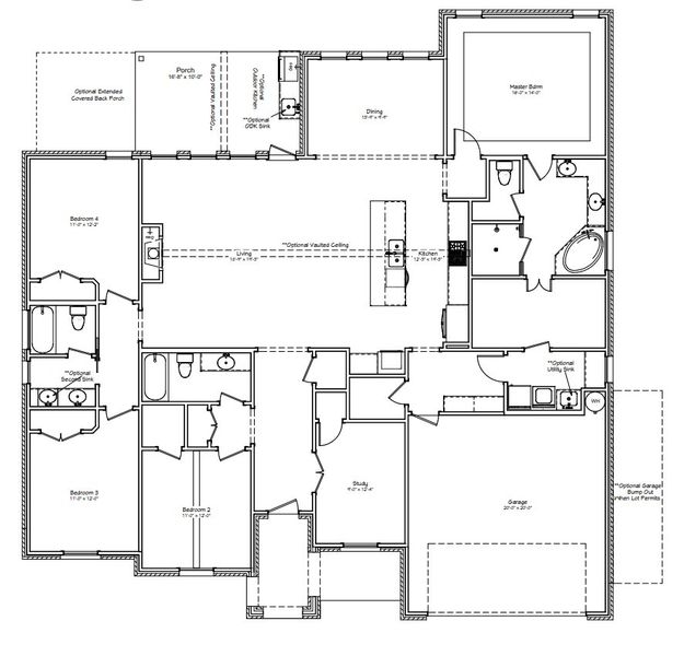 2D floor plan layout for the The Ellen by Reece Homes in Traditions, Bryan, TX (Image 5).