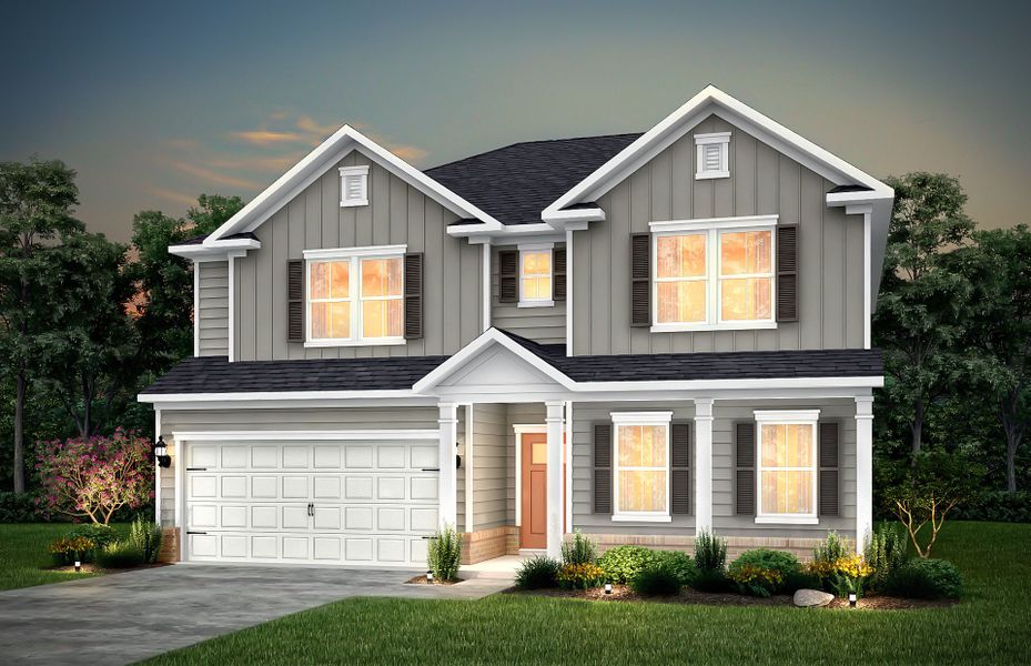 Representative exterior photo of a completed home built from the Mitchell by Pulte Homes in Indigo Park, Easley, SC (Image 1). Representative exterior photo of a completed home built from the Mitchell by Pulte Homes in Indigo Park, Easley, SC (Image 1).