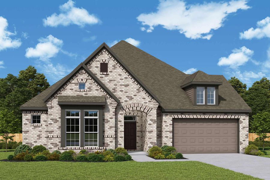 Representative exterior photo of a completed home built from the The Getty by David Weekley Homes in Sundance Cove Lakeside - Overlook View Collection, Crosby, TX (Image 10).