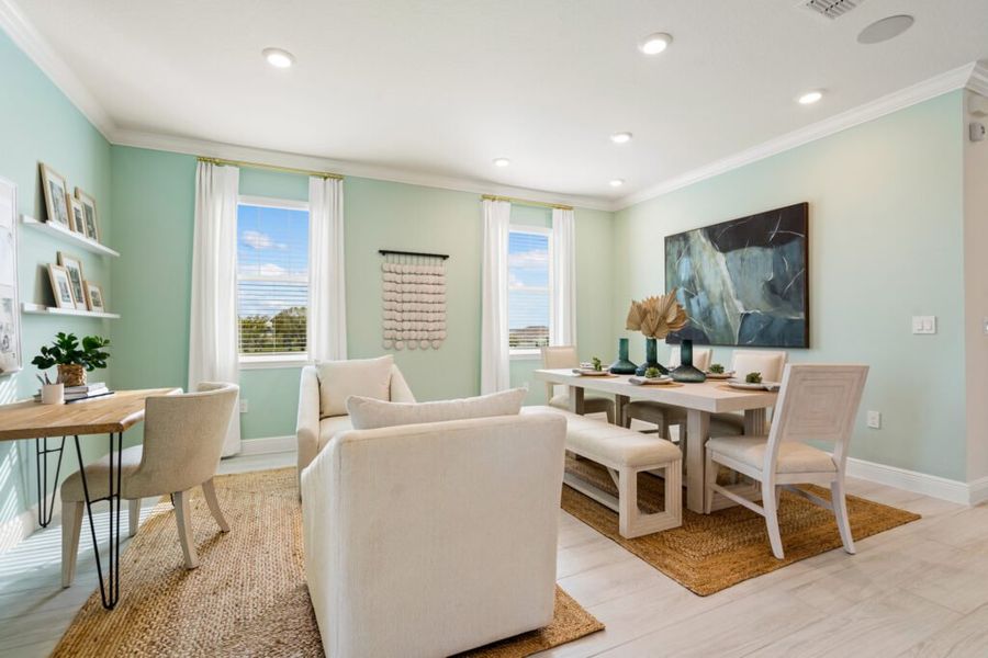 Representative furnished interior of a home built from the Jensen by Holiday Builders in Spirit Of Sebastian, Sebastian (Image 5). Representative furnished interior of a home built from the Jensen by Holiday Builders in Spirit Of Sebastian, Sebastian (Image 5).