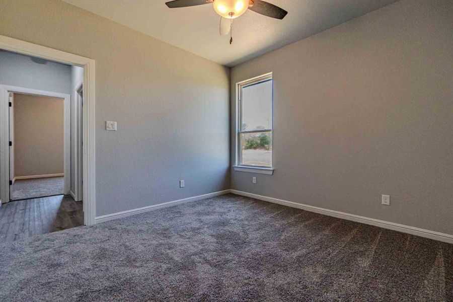 Spare room with carpet and ceiling fan Spare room with carpet and ceiling fan