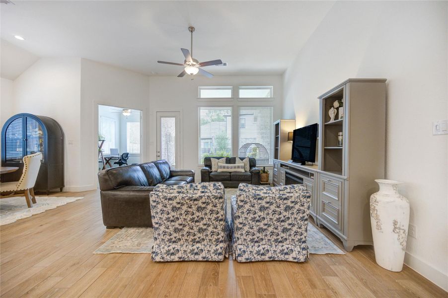 The main living area offers an open feel with plenty of natural light and room to gather. The main living area offers an open feel with plenty of natural light and room to gather.