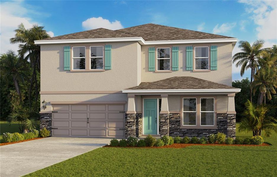 Front exterior of a new home in Hawthorne Ranch Townhome, Lakeland, FL, highlighting curb appeal (Image 1). Front exterior of a new home in Hawthorne Ranch Townhome, Lakeland, FL, highlighting curb appeal (Image 1).