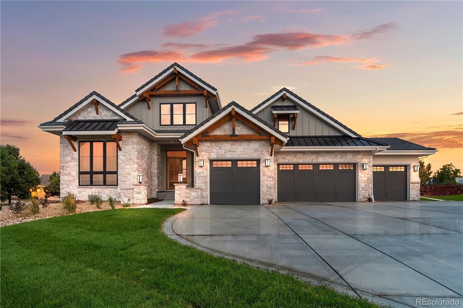 Rare Ranch Floorplan - The Ridgeview Plan Elevation 1A - 2nd Story FAUX Windows are for Dramatic Look Only