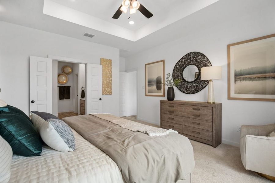 Representative furnished interior of a home built from the Cottonwood II Harrington Trails Cornerstone I Series by Brohn Homes in Harrington Trails, New Caney (Image 15).