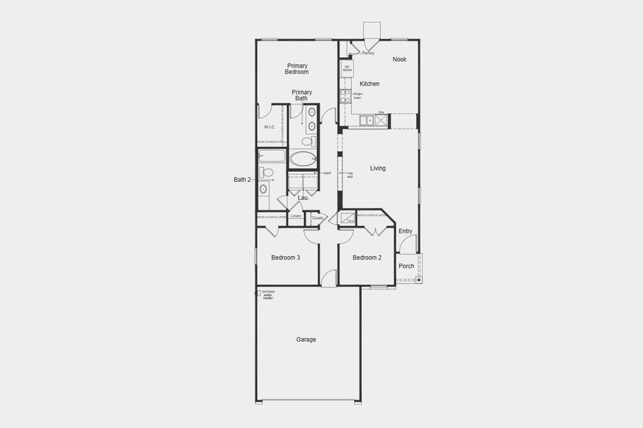 2D floor plan layout for the 1242 Modeled by KB Home in Grace Landing, Willis, TX (Image 3). 2D floor plan layout for the 1242 Modeled by KB Home in Grace Landing, Willis, TX (Image 3).