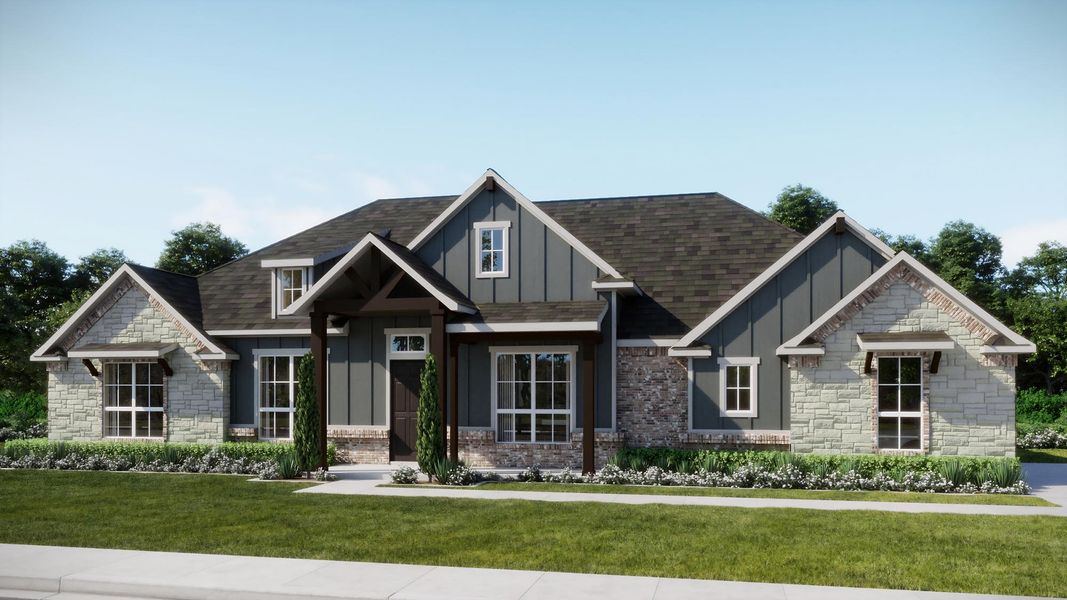 Representative exterior photo of a completed home built from the Concept 2978 by Landsea Homes in Paloma Ranch, New Fairview, TX (Image 9).