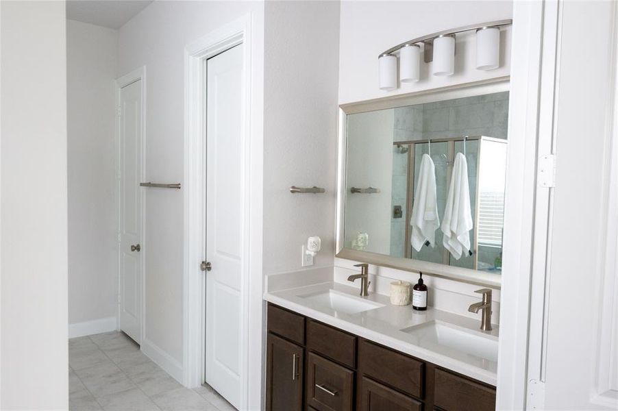 Primary bathroom with double sinks