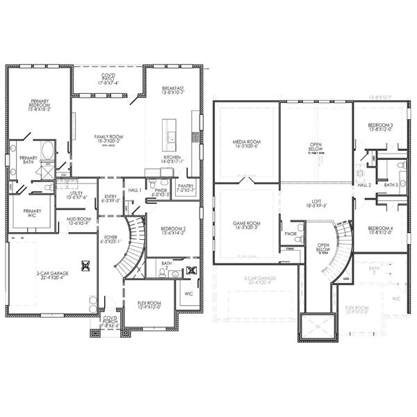 2D floor plan layout for the The Montgomery by Lillian Custom Homes in Ten Mile Creek, DeSoto, TX (Image 5).
