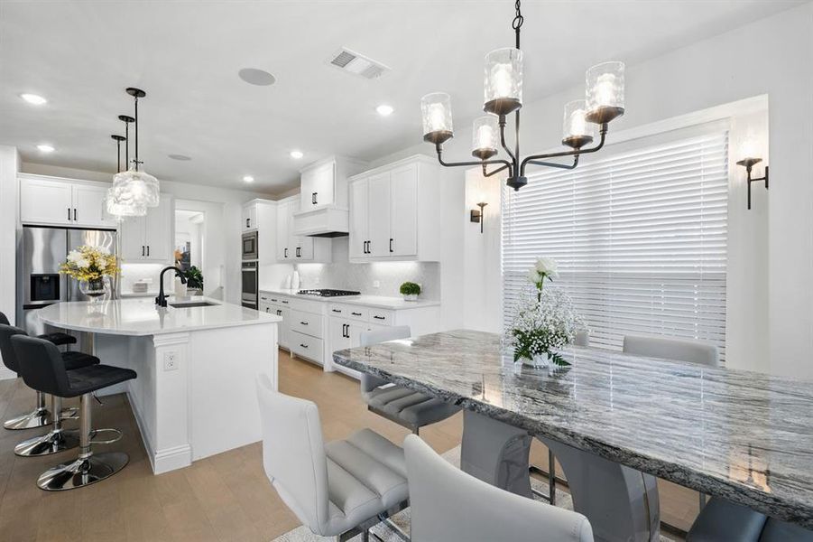 Breakfast area view into the kitchen.