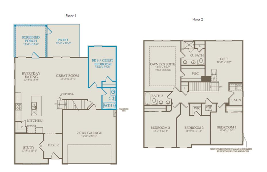 2D floor plan layout of this home in Exchange at 401, Raleigh, NC (Image 6).