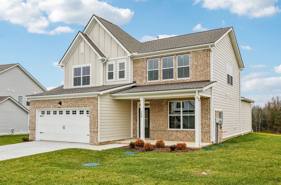 Front exterior of a new home in Willow Landing, Mount Juliet, TN, highlighting curb appeal (Image 2). Front exterior of a new home in Willow Landing, Mount Juliet, TN, highlighting curb appeal (Image 2).