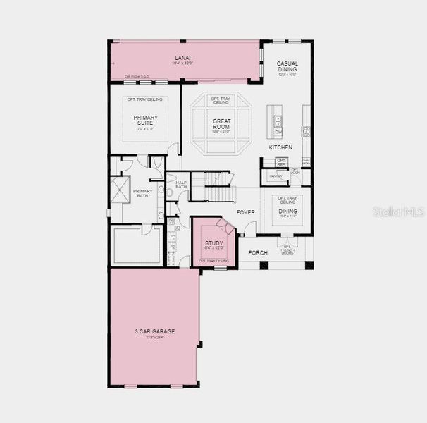 Structural options added include; Study. extended cover patio, tray ceilings, 8' doors, outdoor kitchen rough in, pocket sliding door, and 3rd car garage.