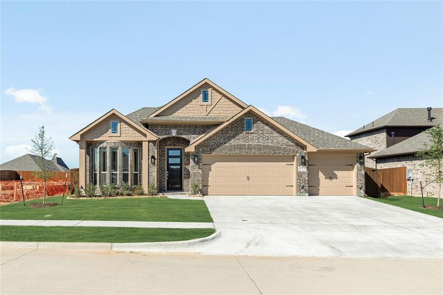 Front exterior of a new home in Hampton Park, Glenn Heights, TX, highlighting curb appeal (Image 20).