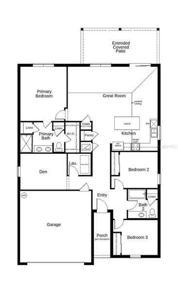 2D floor plan layout of this home in Silver Lake Estates II, Leesburg, FL (Image 4).