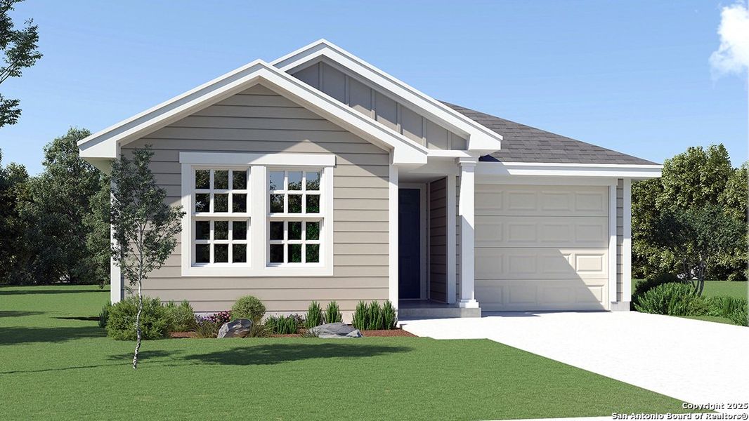 Front exterior of a new home in Riverstone at Westpointe, San Antonio, TX, highlighting curb appeal (Image 2).