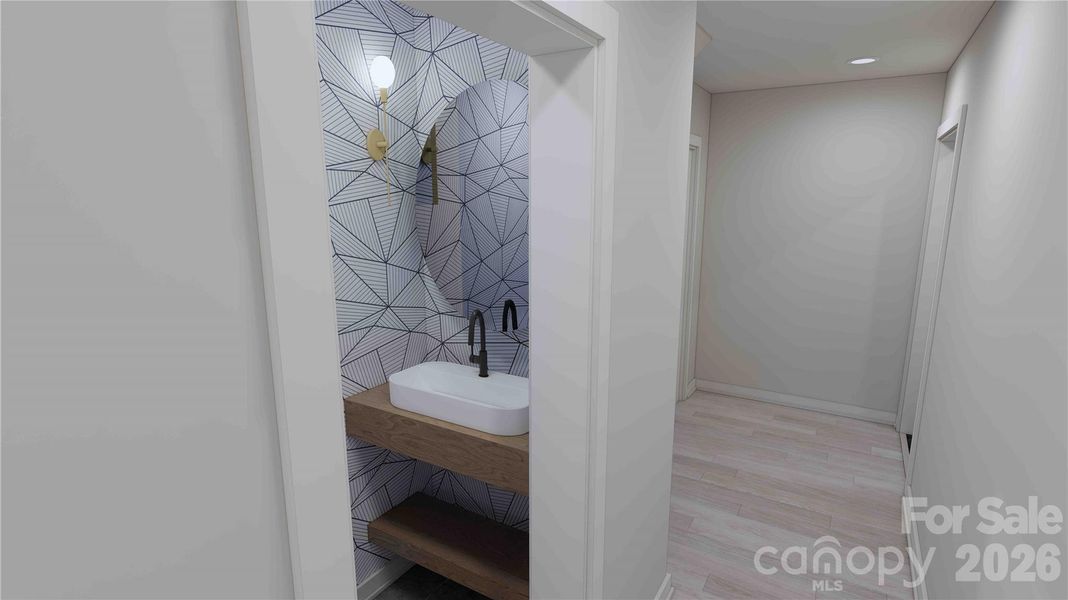 Lower level powder bathroom rendering