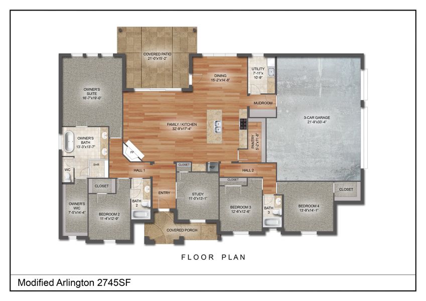 2D floor plan layout of this home in Overton Oaks, Decatur, TX (Image 3).
