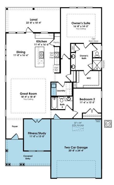 2D floor plan layout of this home in Cresswind Wesley Chapel, Monroe, NC (Image 4). 2D floor plan layout of this home in Cresswind Wesley Chapel, Monroe, NC (Image 4).
