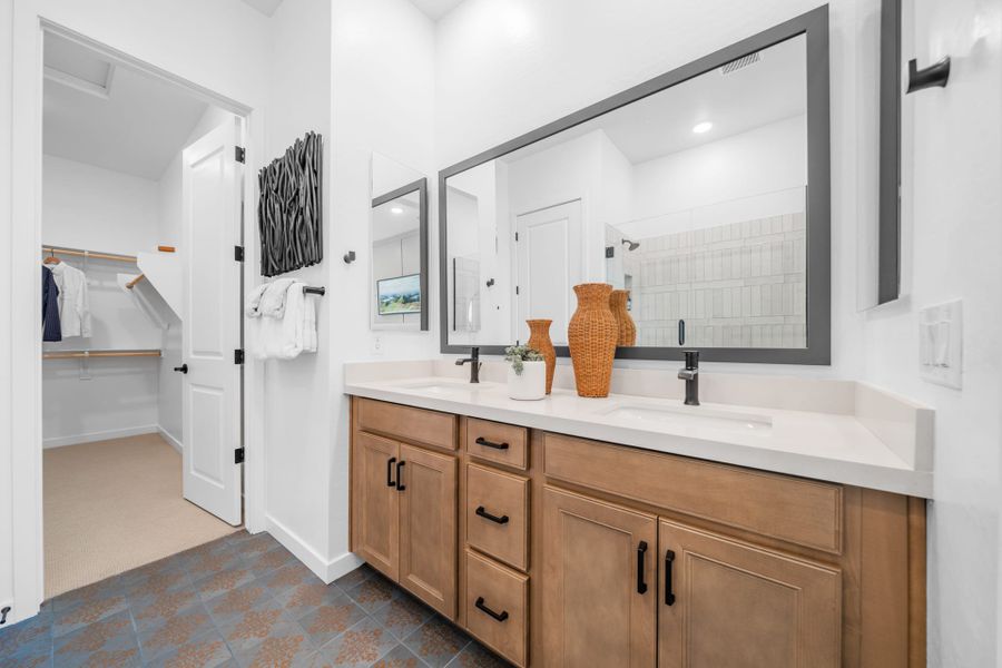 Primary Bathroom | Brisa Model Home | Mira Vista at Victory in Buckeye, AZ by Landsea Homes