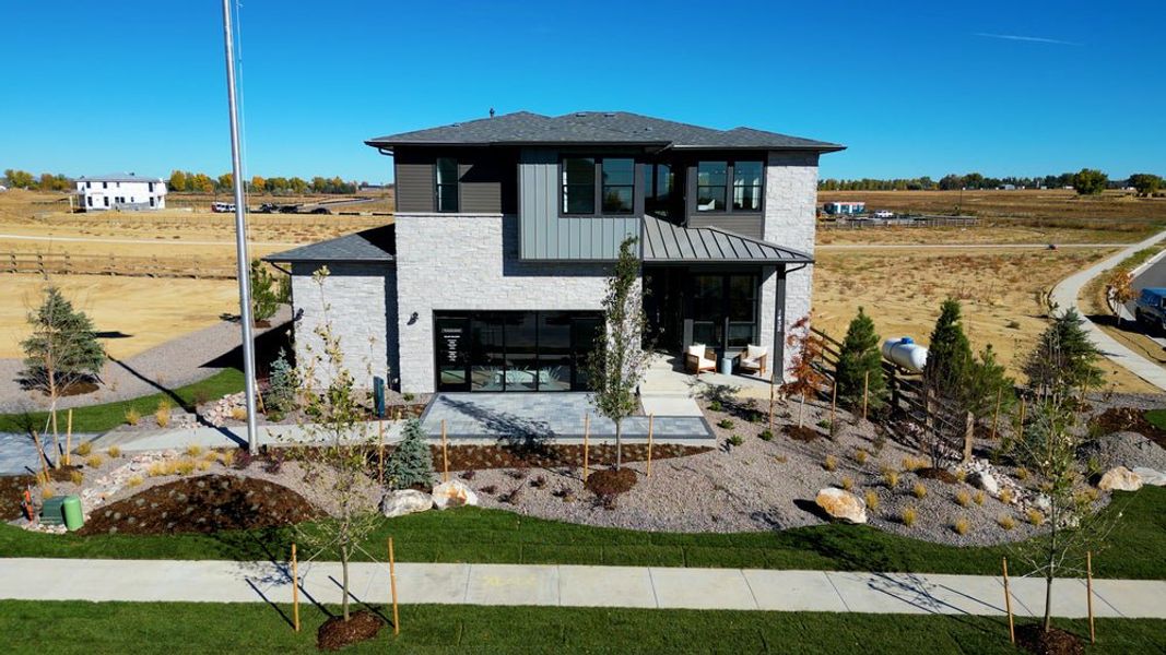 Representative exterior photo of a completed home built from the 3 by Trumark Homes in Kitchel Lake at Serratoga Falls, Timnath, CO (Image 9).