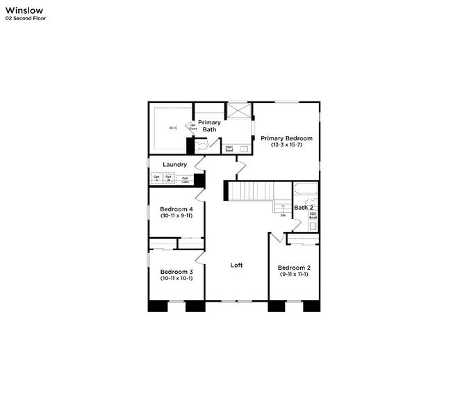 2D floor plan layout for the Winslow by DRB Homes in Magma Ranch, Florence, AZ (Image 4).