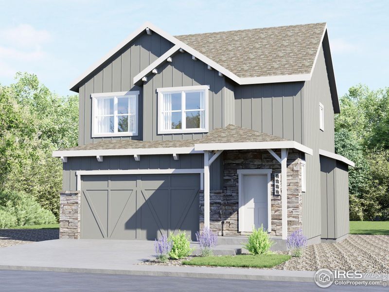 Front exterior of a new home in Wilson Commons, Loveland, CO, highlighting curb appeal (Image 7).