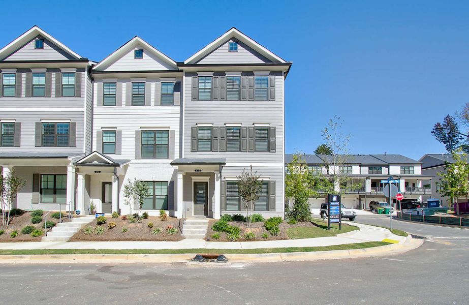 Front exterior of a new home in Nickel Creek at Newnan Crossing, Newnan, GA, highlighting curb appeal (Image 25). Front exterior of a new home in Nickel Creek at Newnan Crossing, Newnan, GA, highlighting curb appeal (Image 25).