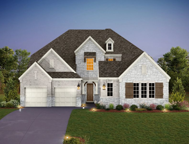 Representative exterior photo of a completed home built from the Hasley by Ashton Woods in The Estates at La Cima, San Marcos, TX (Image 21).