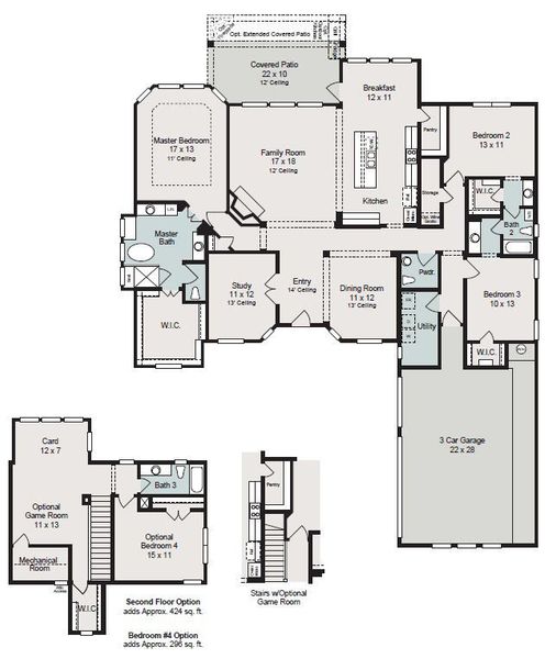 2D floor plan layout for the Santa Fe by Sitterle Homes in Lakeview 100’s, Waller, TX (Image 2). 2D floor plan layout for the Santa Fe by Sitterle Homes in Lakeview 100’s, Waller, TX (Image 2).