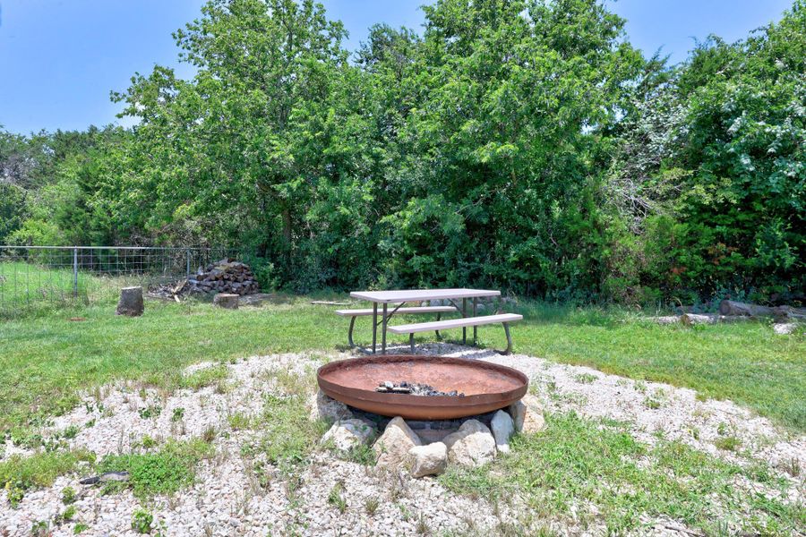 A firepit for roasting marshmallows and socializing.